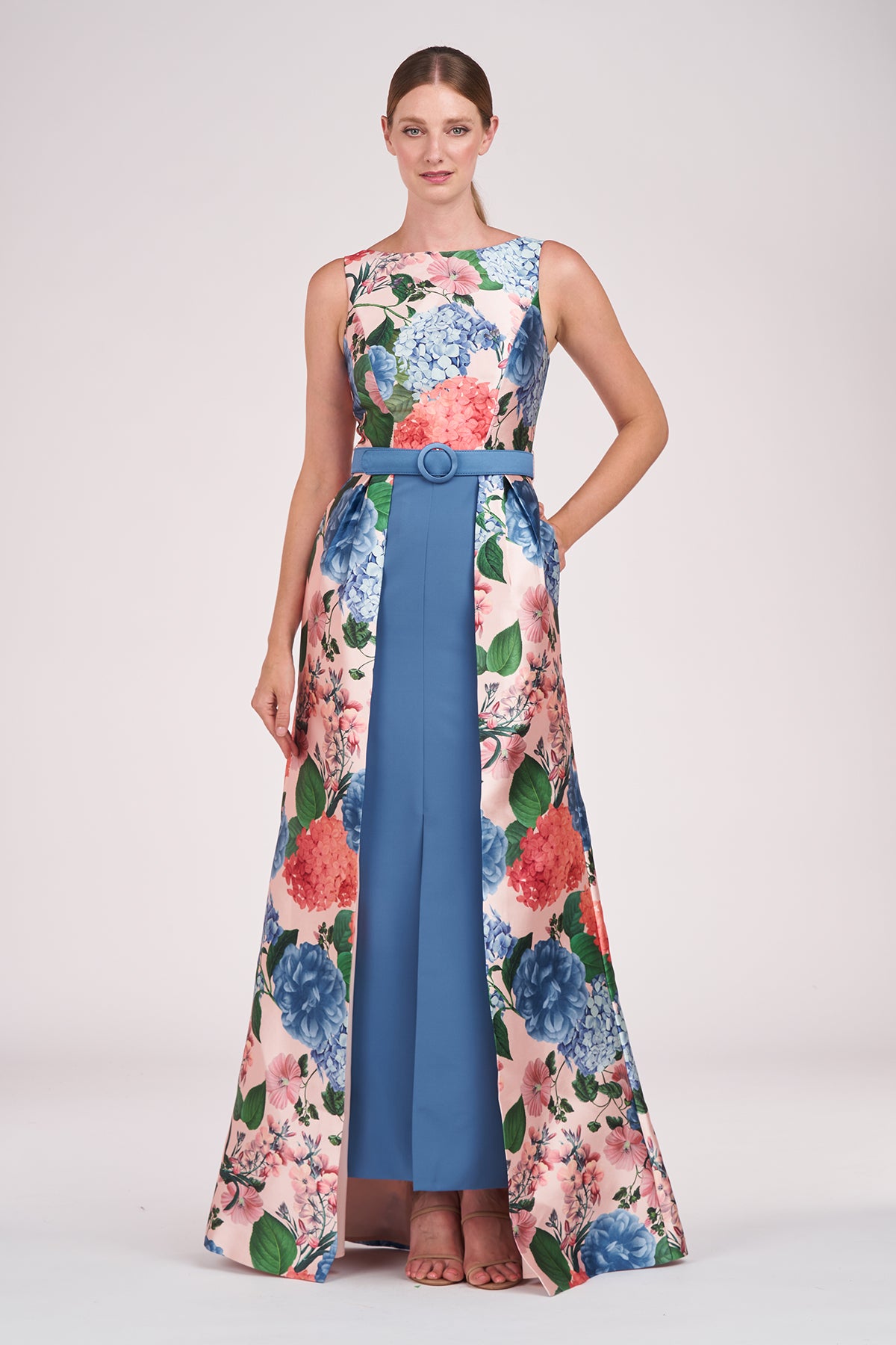 ケイアンガー KAY UNGER スカイブルー花柄ツイードドレス 送料込 Gail Walk Thru Gown – Kay Unger