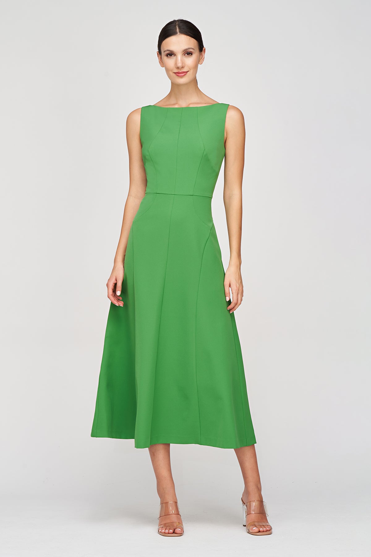 green emerald velvet dress Amari Tea Length Dress – Kay Unger