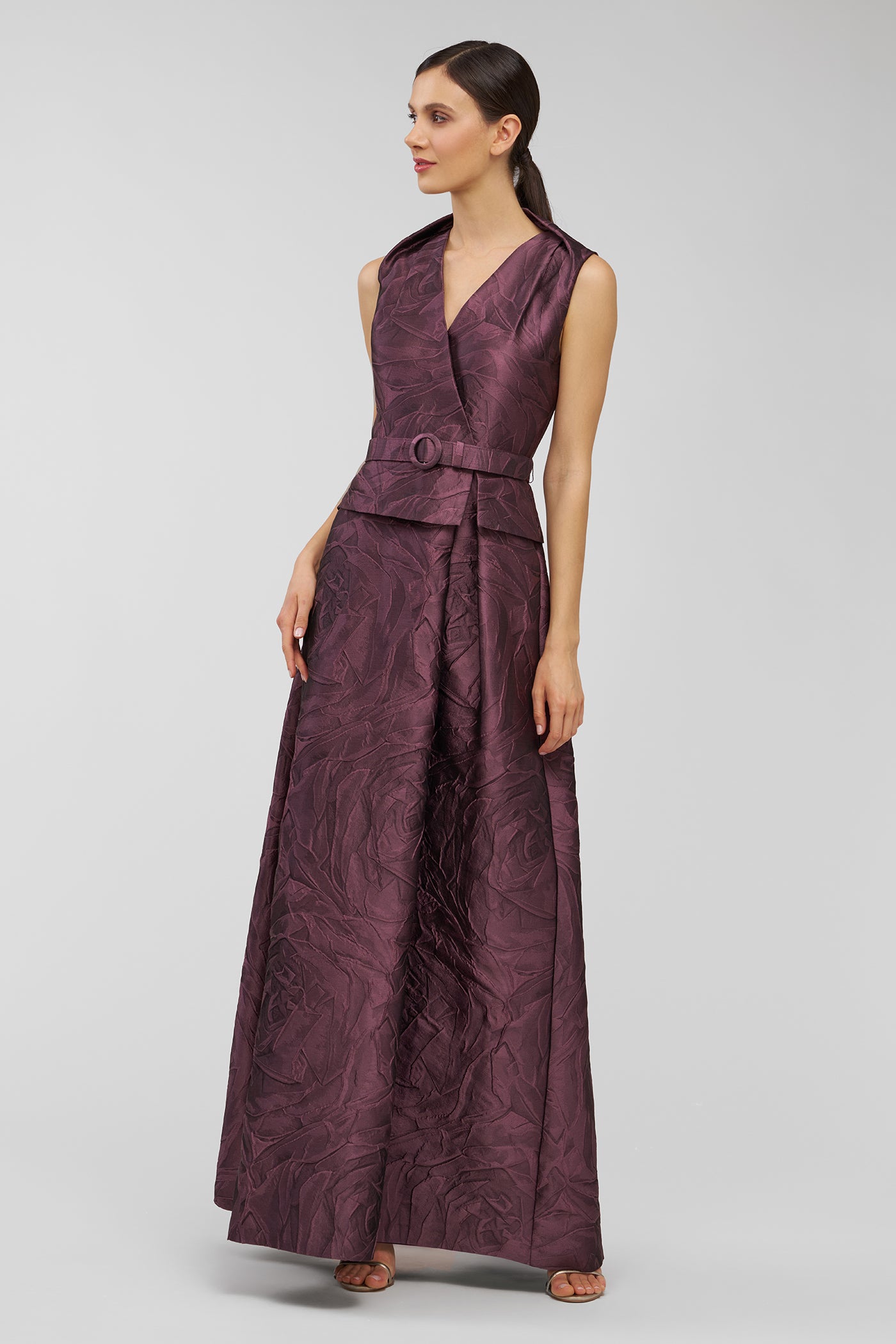kay unger purple dress Franca Column Gown Kay Unger