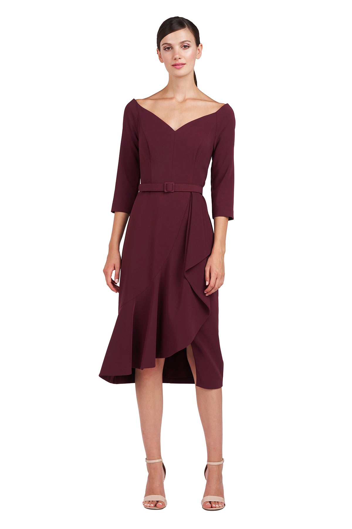 kay unger ina belted cocktail dress Kay Unger Ina Belted Cocktail Dress - Dark Ink/French Rose