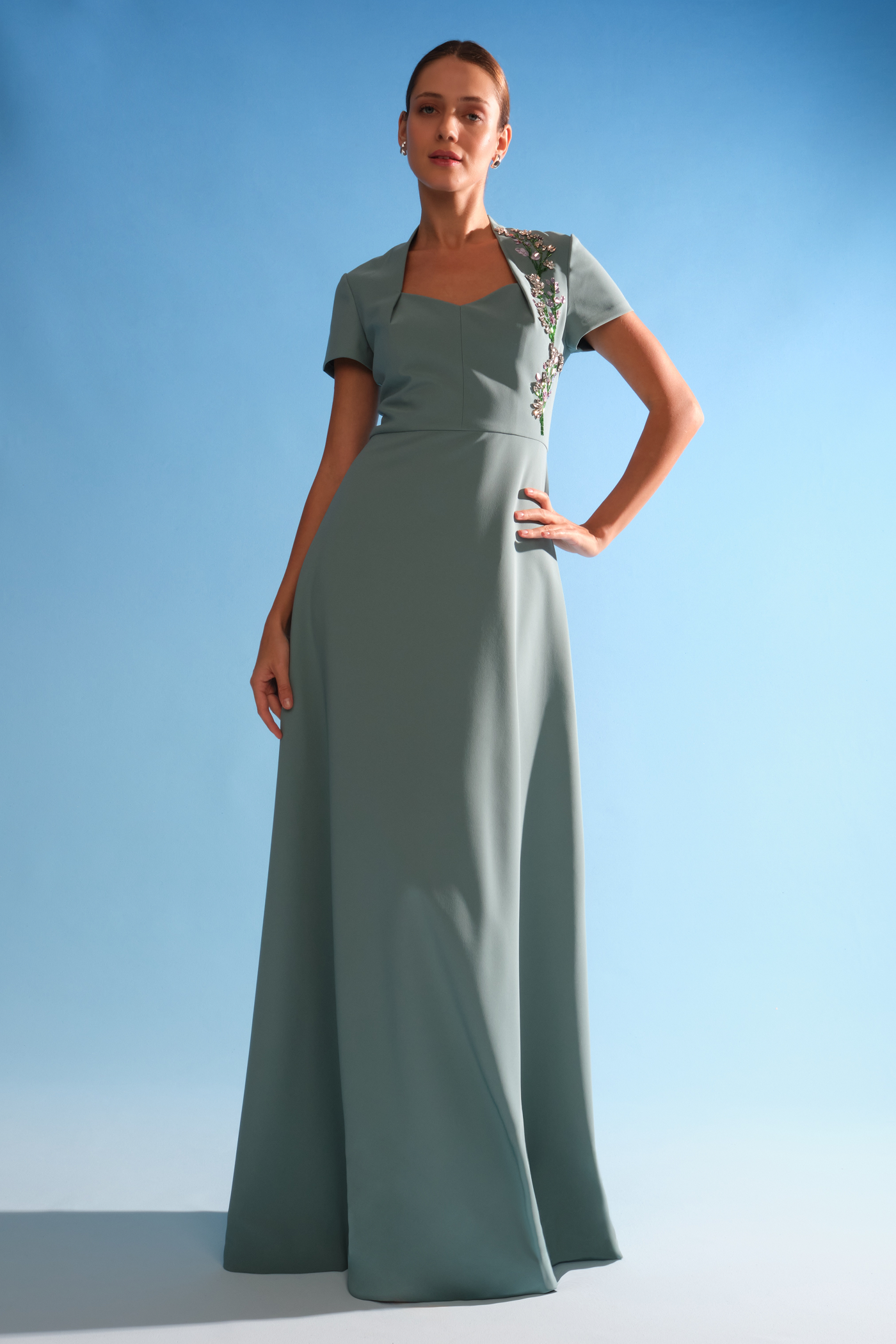 kay unger gowns & formal dresses Fatima Gown – length skirt. Color:Green Moss Agate Wedtrend Women Dark Green hippie clothes
