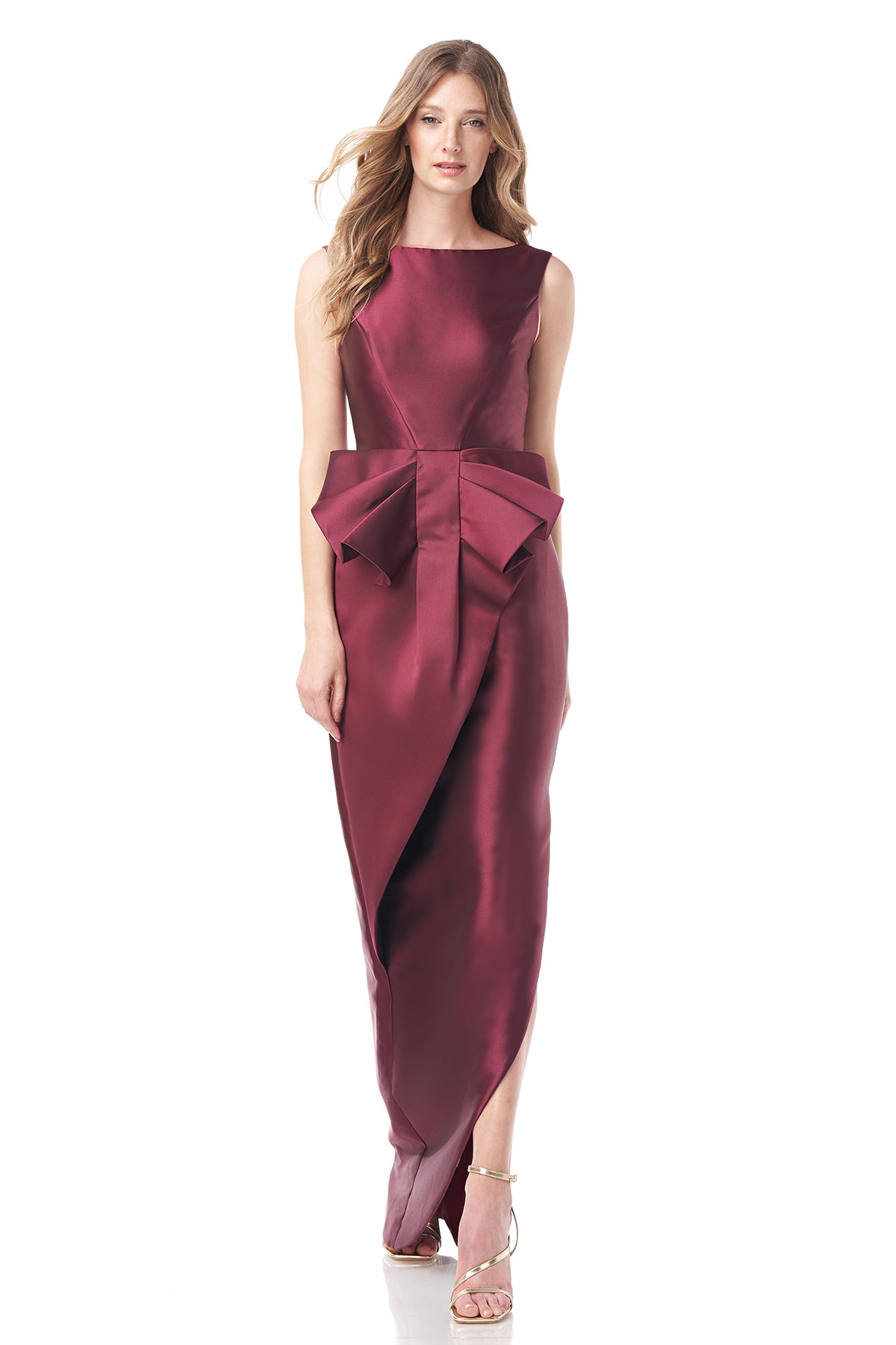 kay unger satin dress Kay Unger Tatiana Flared Sleeveless Satin Gown Nile Blue- Size 8- NWT- MSRP $348