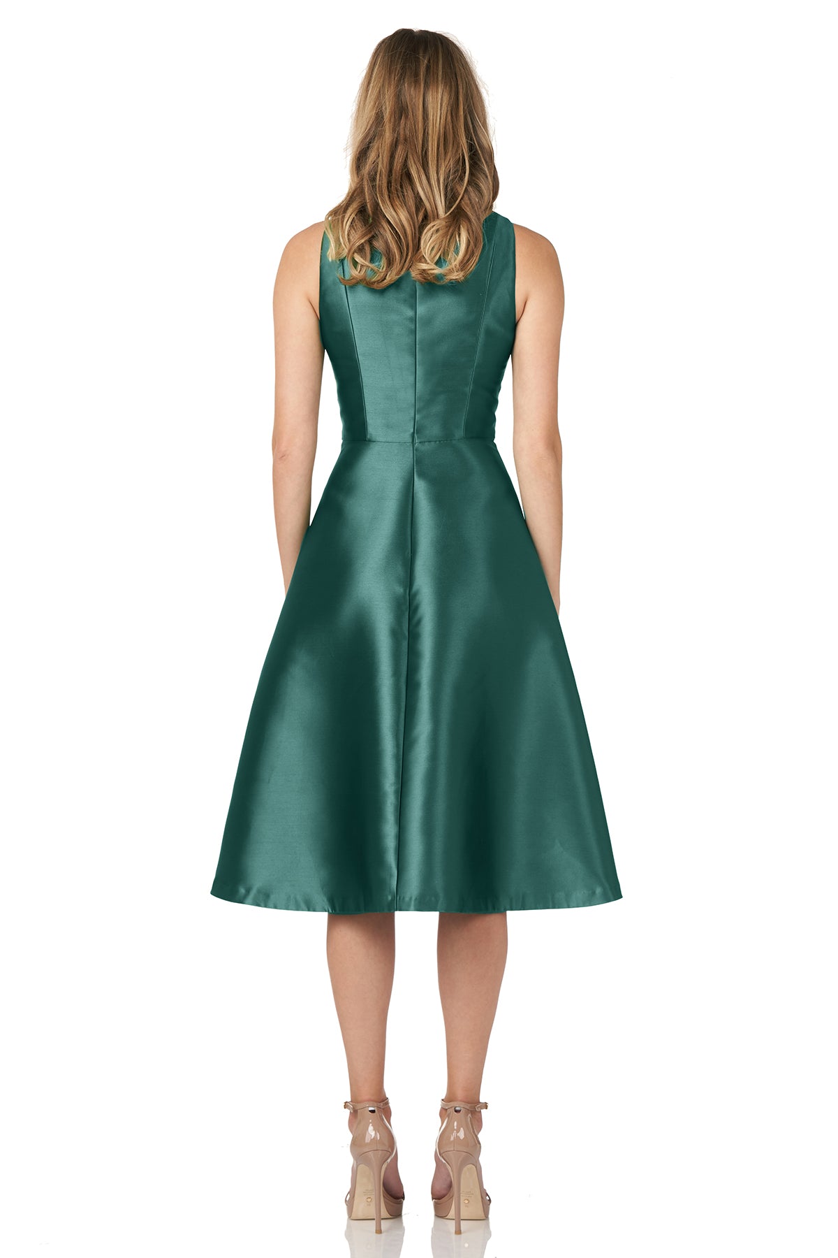 emerald green fit and flare cocktail dress Vintage 1950s Emerald Green Velvet and Taffeta Party Dress Mid-Century Fit & Flare Large Bow