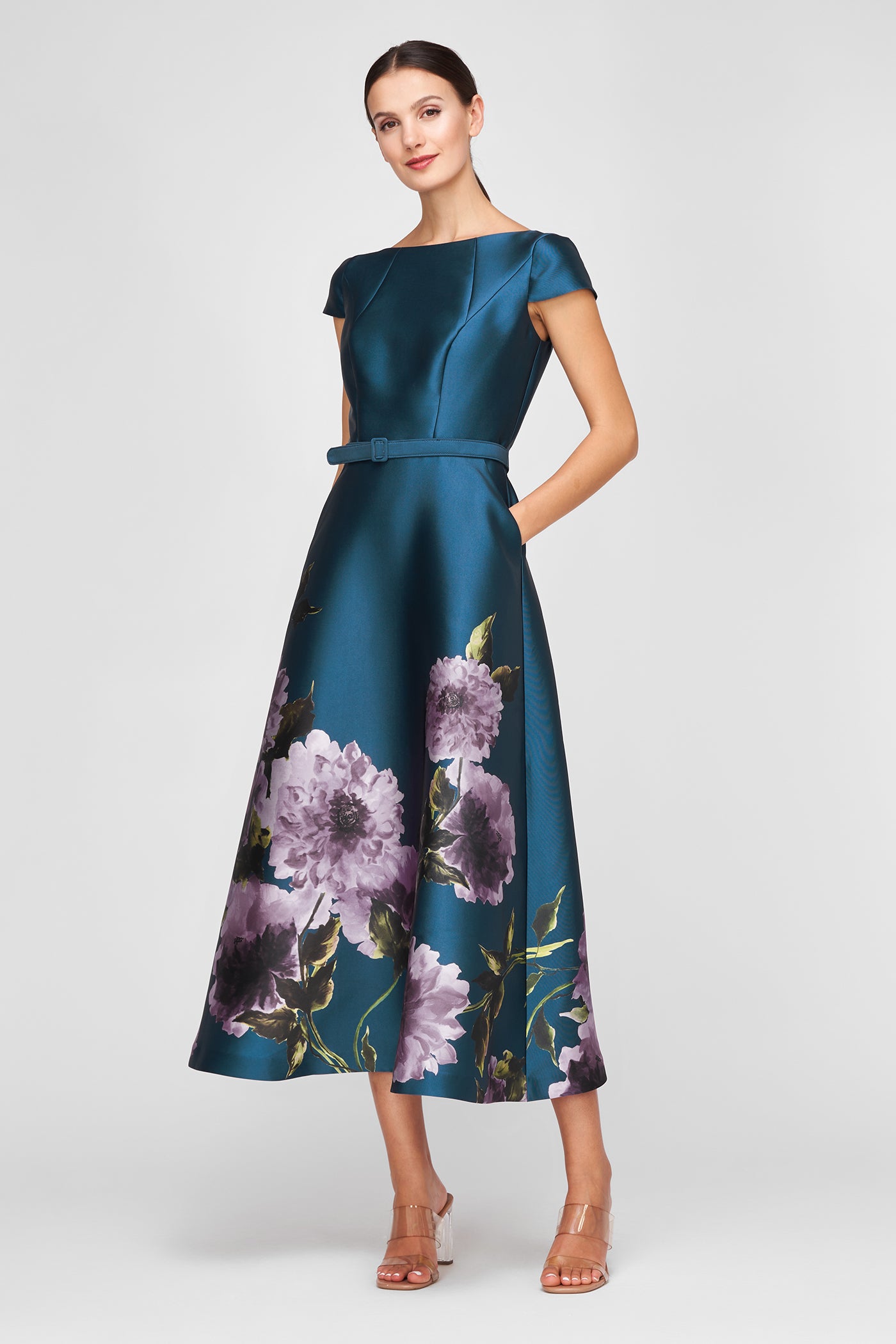 ina belted cocktail dress Ina Tea Length Dress Kay Unger