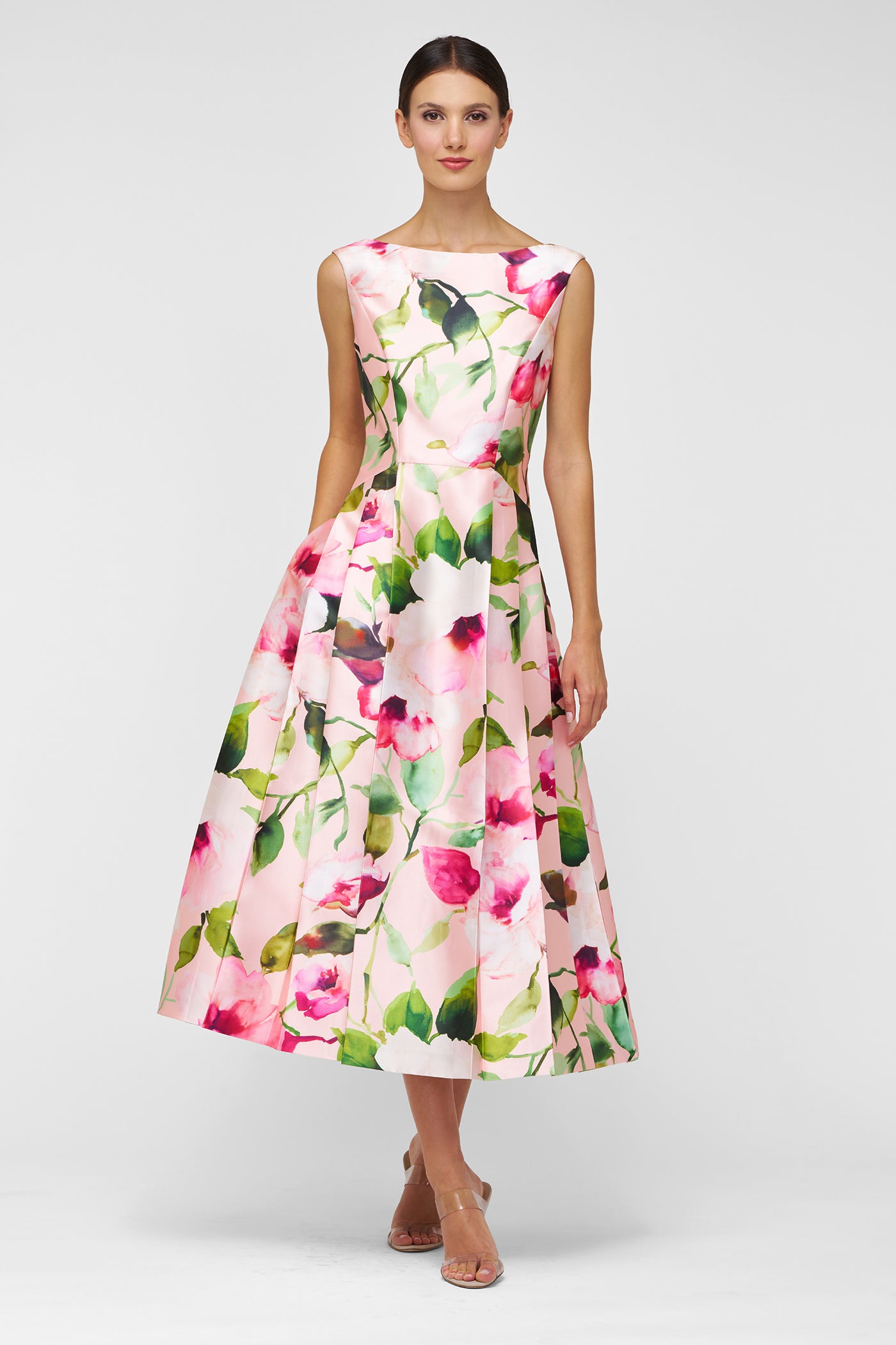 cocktail dresses tea length A-Line/Princess Scoop Jacquard Tea-Length Floral Sleeveless Formal Dresses The Andrea Kristen Tea Length Dress