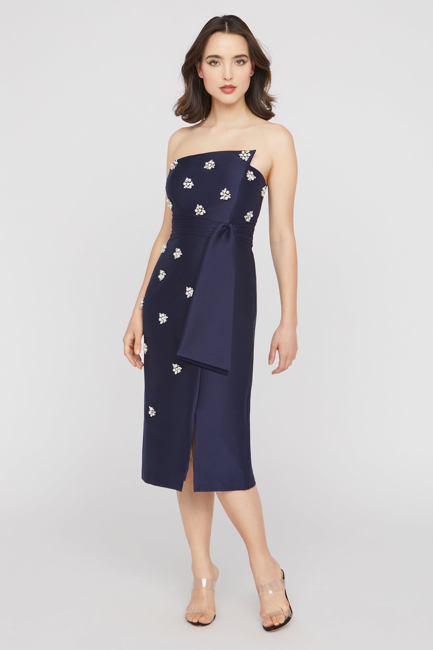 kay unger cocktail dresses Maeta Tea Length Dress Dry cleanImportedSIZE Elegant Silk Chiffon Cocktail Dress