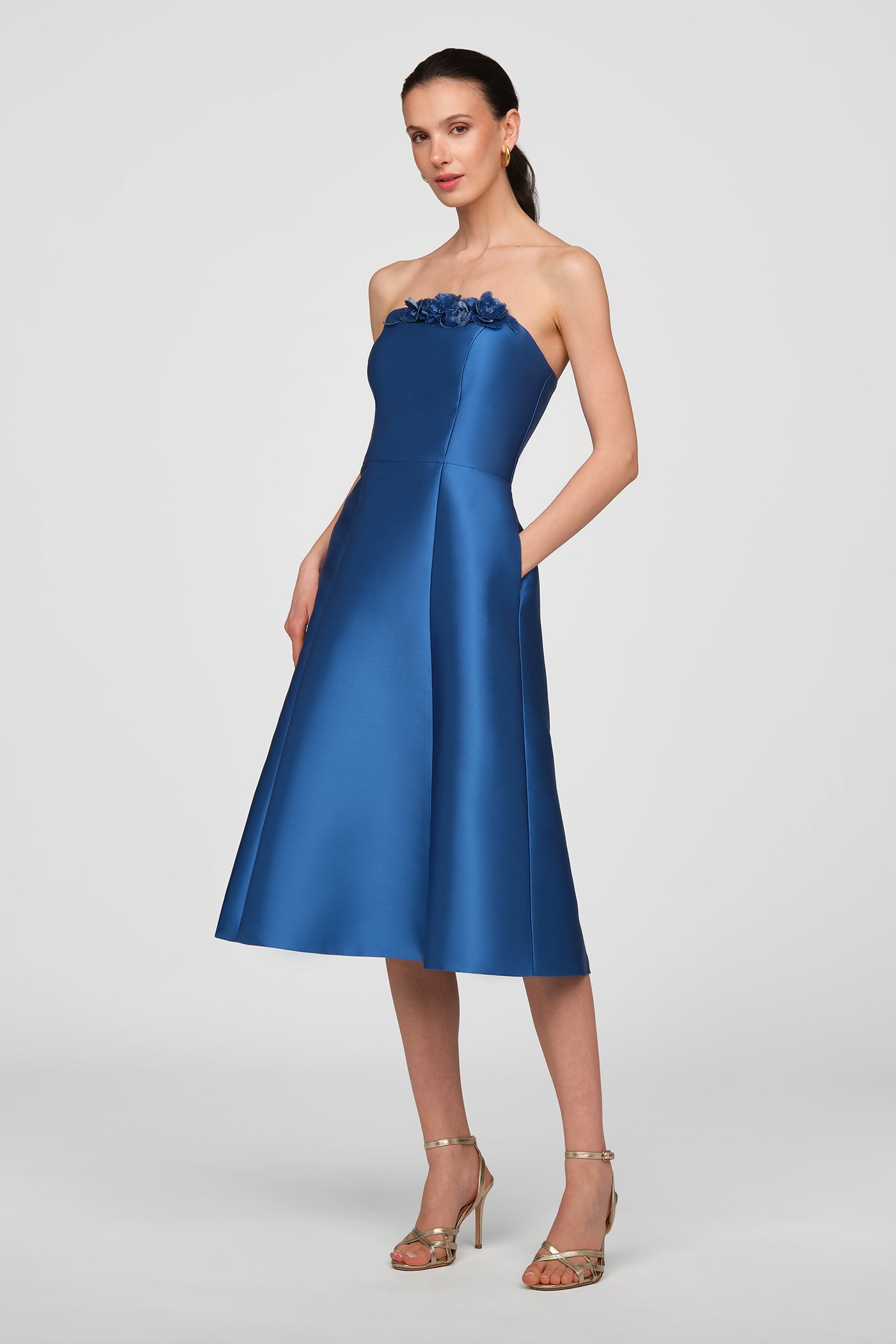 blue mid length dress Plus Size Dresses Wedding Guest Fall Navy Women Midi Long Sleeve Lace Semi Formal A Line Winter Smocked Flowy Forget the fireworks Womens Love & Roses Mid