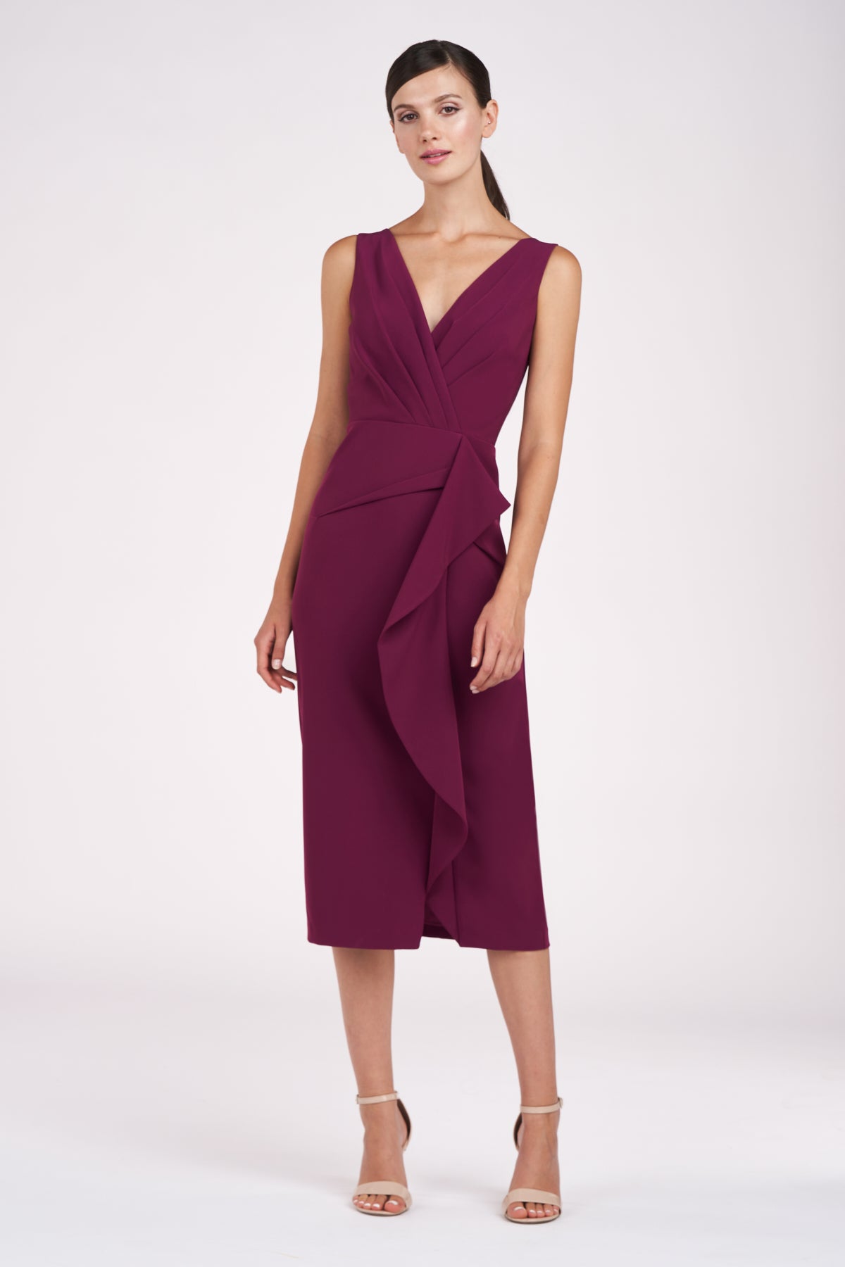 セットアップ　MANY WAY LAYERED PLEATS DRESS Pleated Dress With a Bow Back Detail and Puff Sleeves - EU