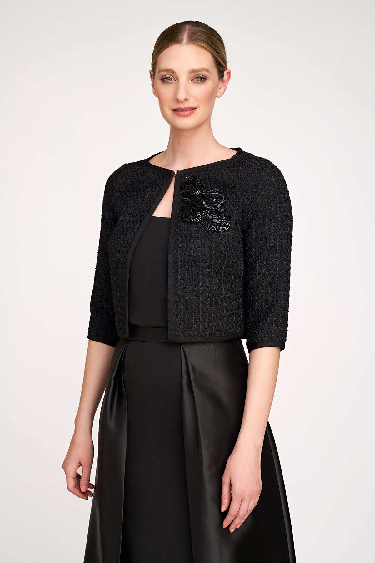 black evening jackets for dresses Short Fancy Sequin Evening Dress Jacket Set Double-Breasted Coat Front Split Prom Dress Set DZ9441 Black Lady Jacket For