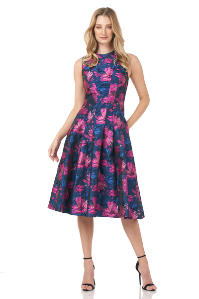 Faye Jacquard Midi Dress – Kay Unger