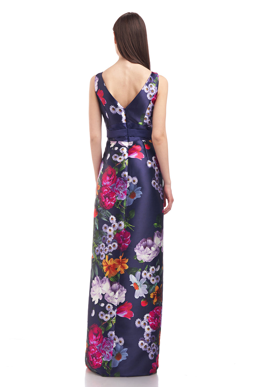 Kay Unger - Carina Column Gown - Midnight Peony Bouquet