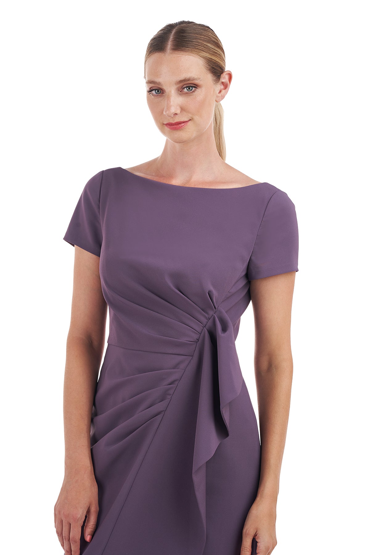 kay unger purple dress Kay Unger Dress Womens 6 Purple Sheath Sleeveless Embroidered Silk Blend Ruched