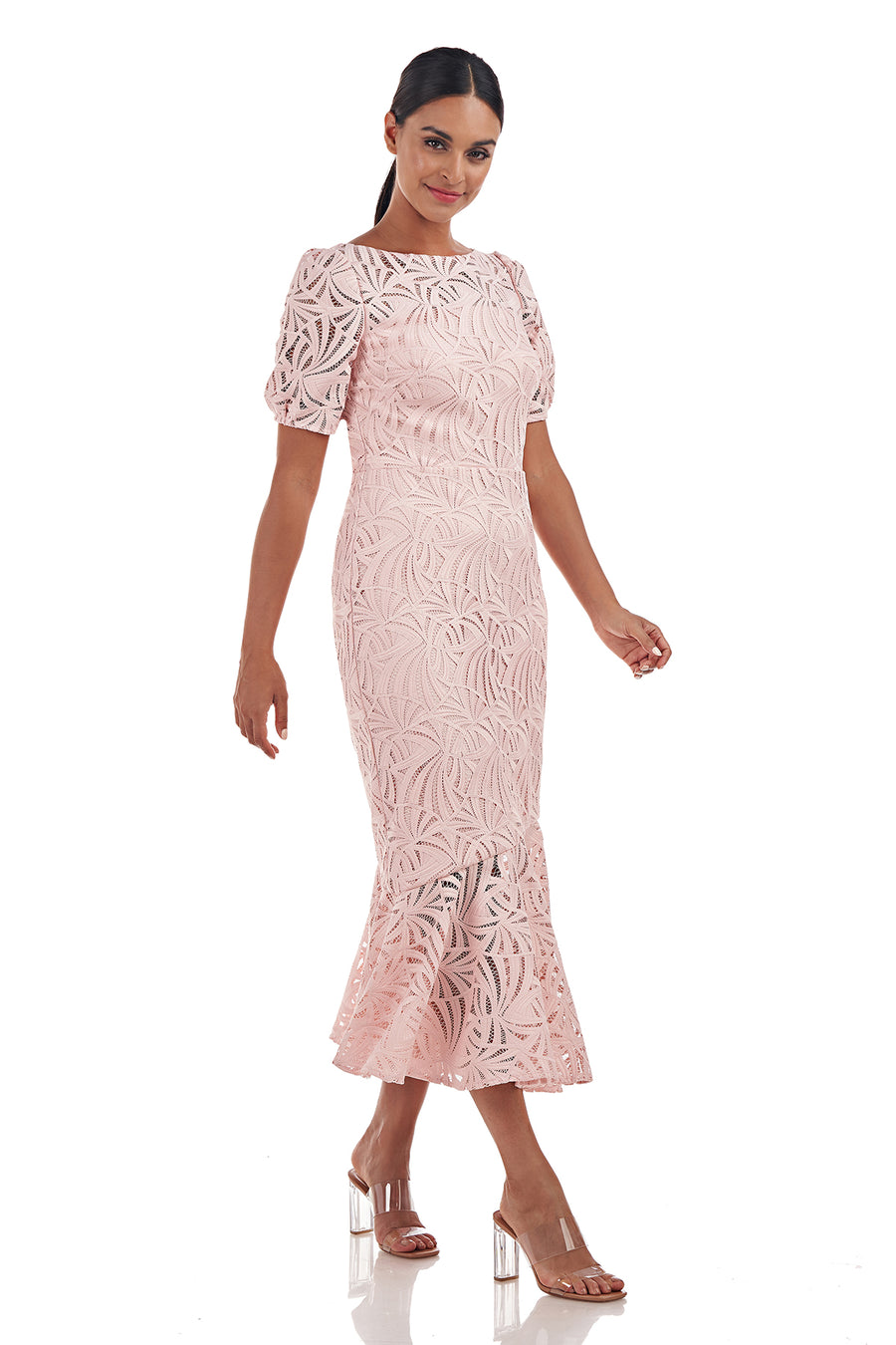 Zoey Lace Tea Length Dress