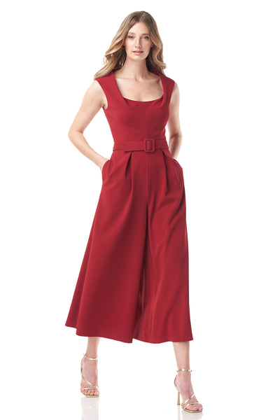 Kay Unger☆上品プラム色ロングドレス風ジャンプスーツ Kay Unger 5547465 - V-Neck Quarter Sleeve Jumpsuit – Couture